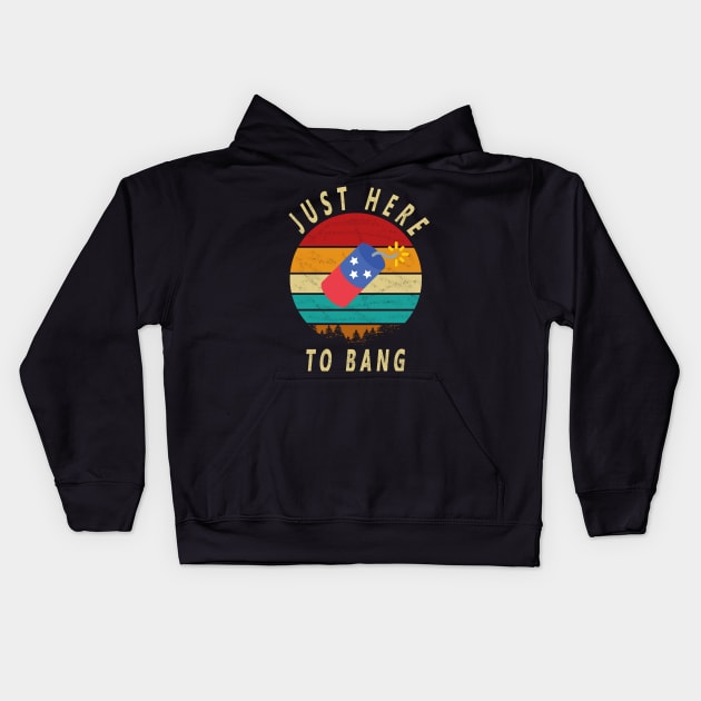 just here to bang Kids Hoodie by good day store